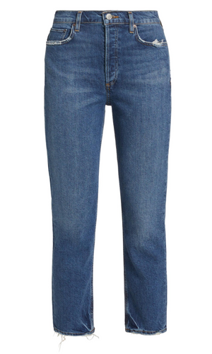 AGOLDE Riley High Rise Straight Crop Jeans in Pose Blue at Amara Home