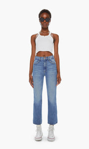 MOTHER THE HUSTLER ANKLE FRAY DENIM JEANS IN BLUE SCENIC ROUTE 