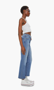 MOTHER THE HUSTLER ANKLE FRAY DENIM JEANS IN BLUE SCENIC ROUTE 