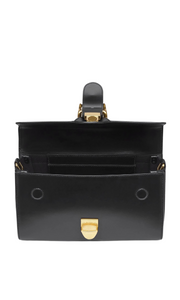 RYLAN | 11.1 Black Small Satchel with Flat Handle