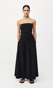 ST. AGNI Gathered Strapless Tie Back Dress