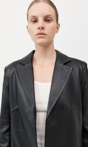 ST. AGNI Leather Longline Jacket