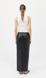 ST. AGNI Leather Column Skirt