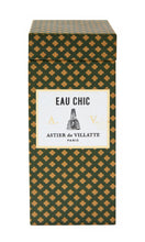 Load image into Gallery viewer, Astier de Villatte Eau Chic 150ml perfume fragrance in luxurious green box decorated with gold clover motifs, available at Amara Home.
