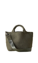 Load image into Gallery viewer, Naghedi handwoven neoprene St. Barths Small Tote bag in Olive green, available at Amara Home.
