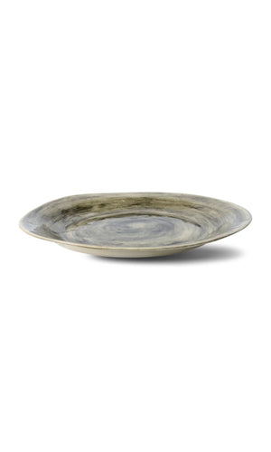 Wonki Ware unique ceramic Mediterranean Platter with black textured glaze, handmade in South Africa, available at Amara Home.