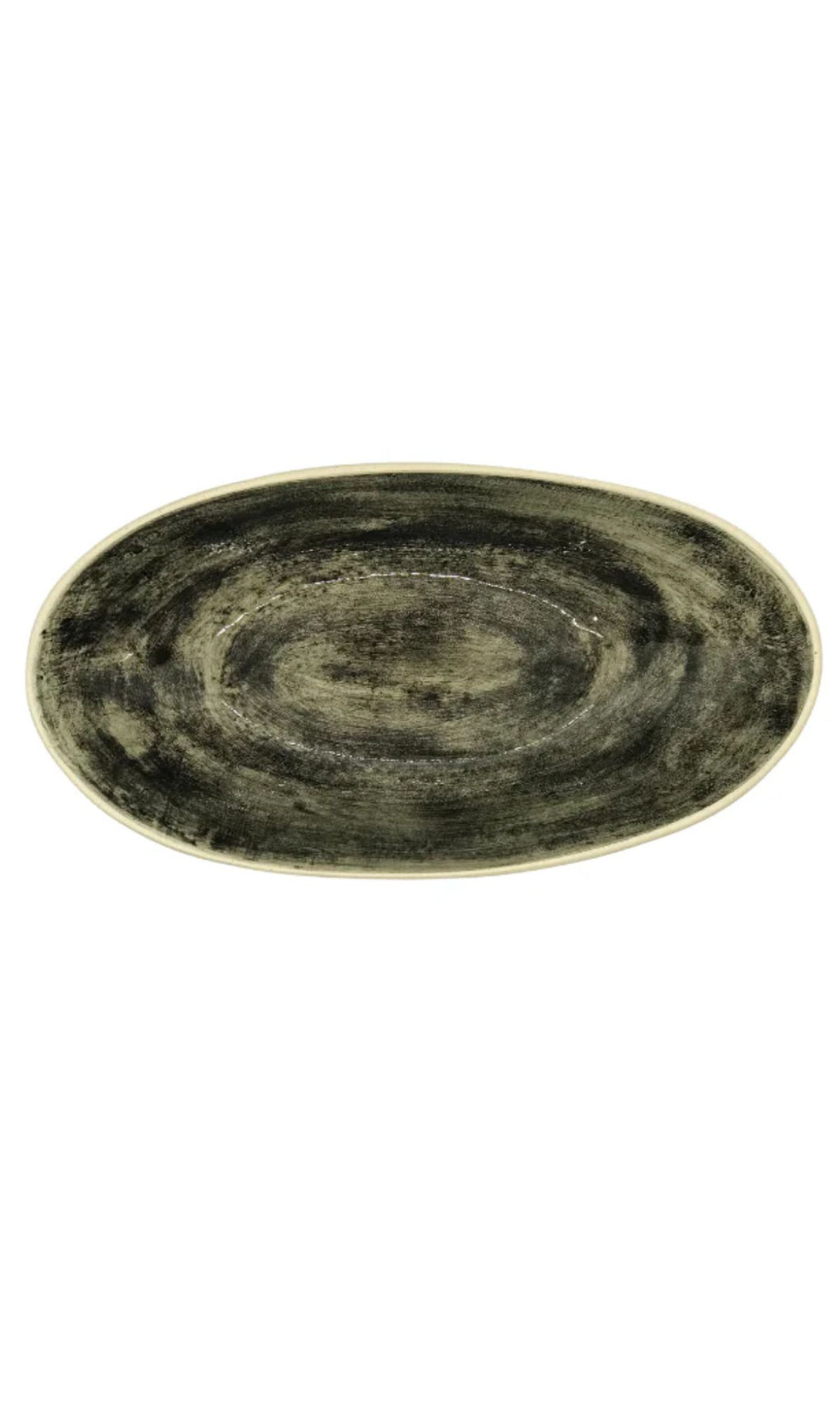 Wonki Ware unique ceramic Usoso dish with black textured glaze, handmade in South Africa, available at Amara Home.