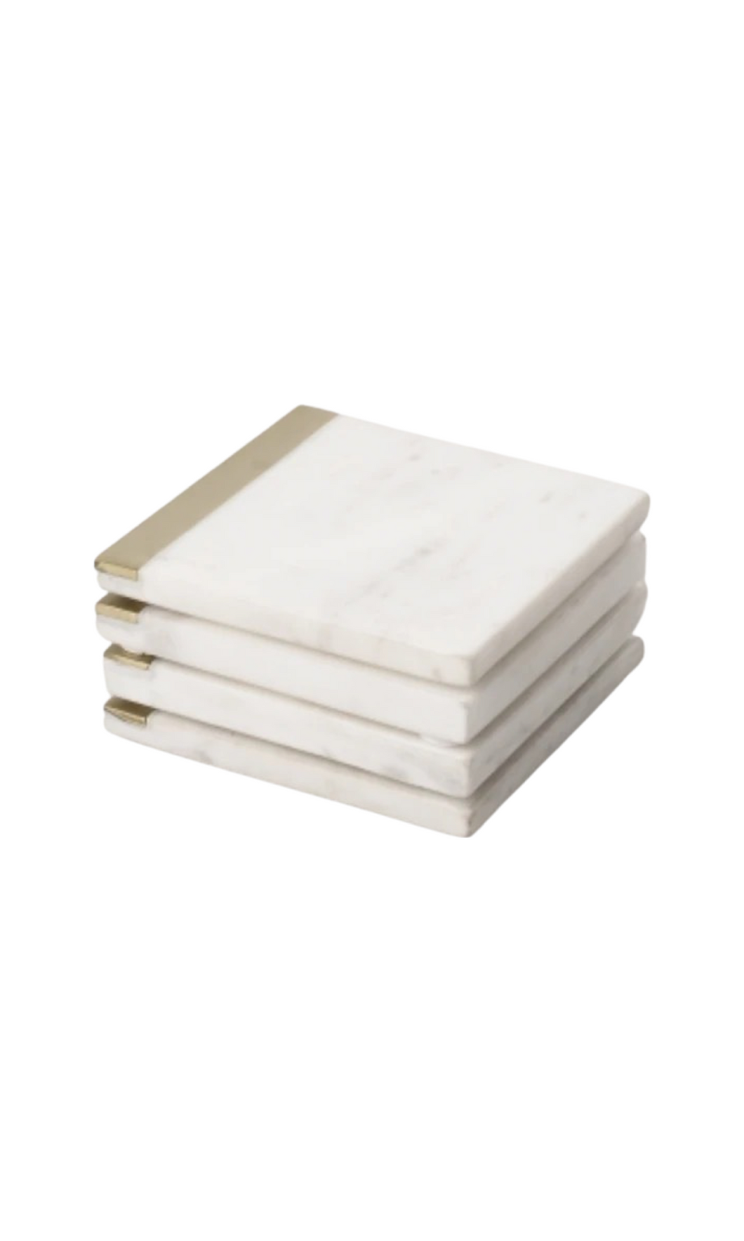 MARBLE | White Coaster w) Brass Edge