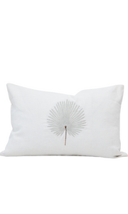 CUSHION | White Embroidered Palm