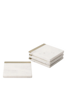 Load image into Gallery viewer, MARBLE | White Coaster w) Brass Edge
