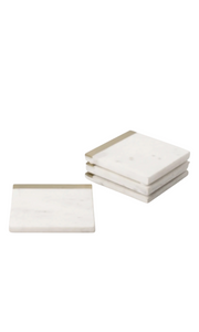 MARBLE | White Coaster w) Brass Edge