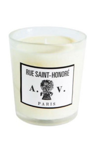 Astier de Villatte Rue Saint-Honoré beeswax candle in glass vessel made in France, available at Amara Home.