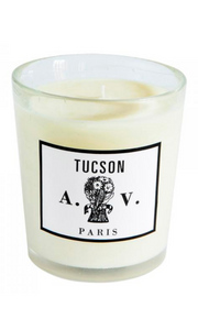 Astier de Villatte Tucson beeswax candle in glass vessel made in France, available at Amara Home.