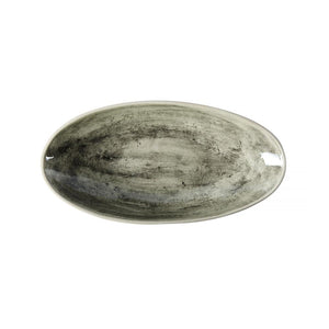 Wonki Ware unique ceramic Pebble Olive Dish with black wash glaze, handmade in South Africa, available at Amara Home.