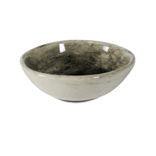 Load image into Gallery viewer, Wonki Ware unique ceramic salt dish with black textured glaze, handmade in South Africa, available at Amara Home.
